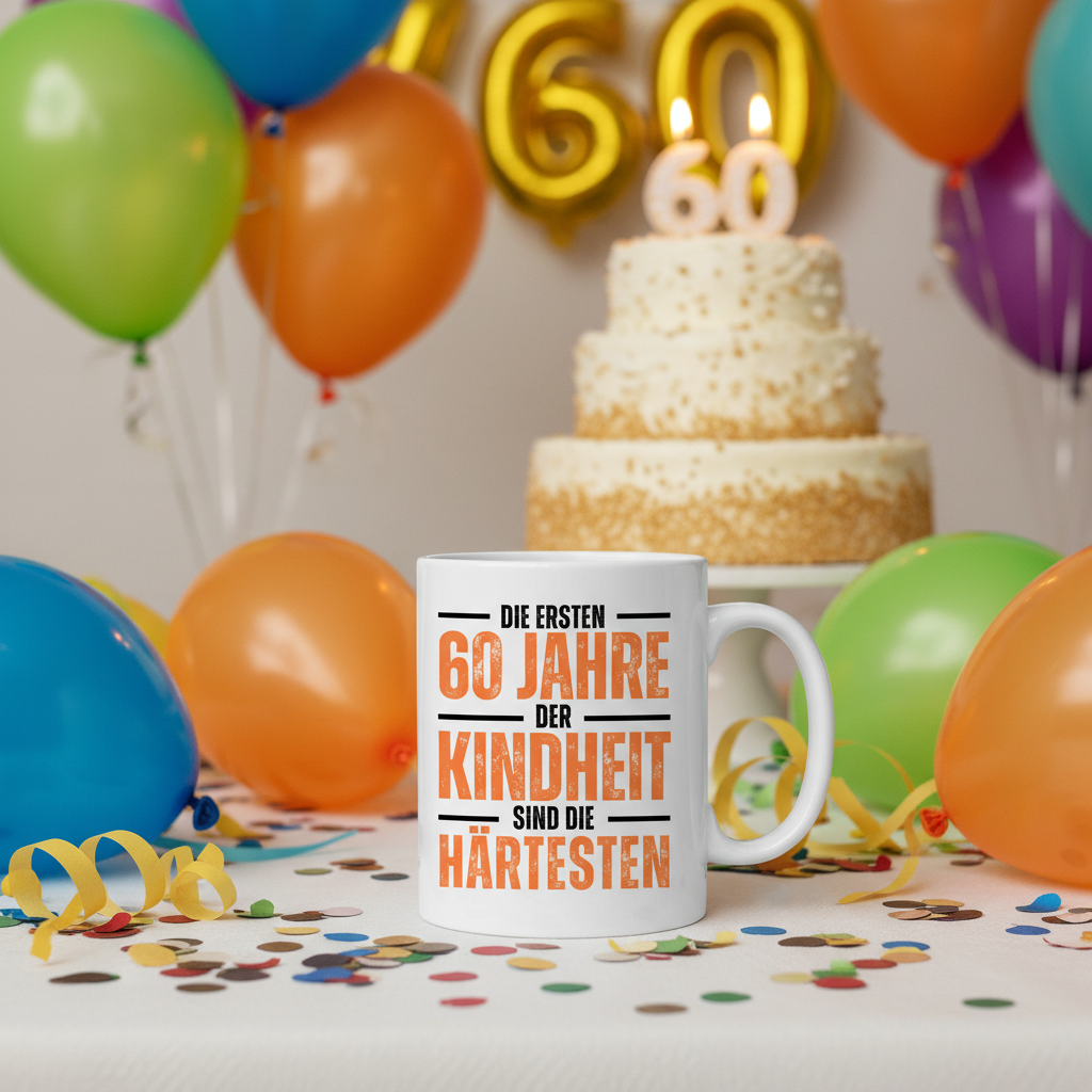 Tasse "Die ersten 60 Jahre der Kindheit sind die härtesten" Lifestylebild