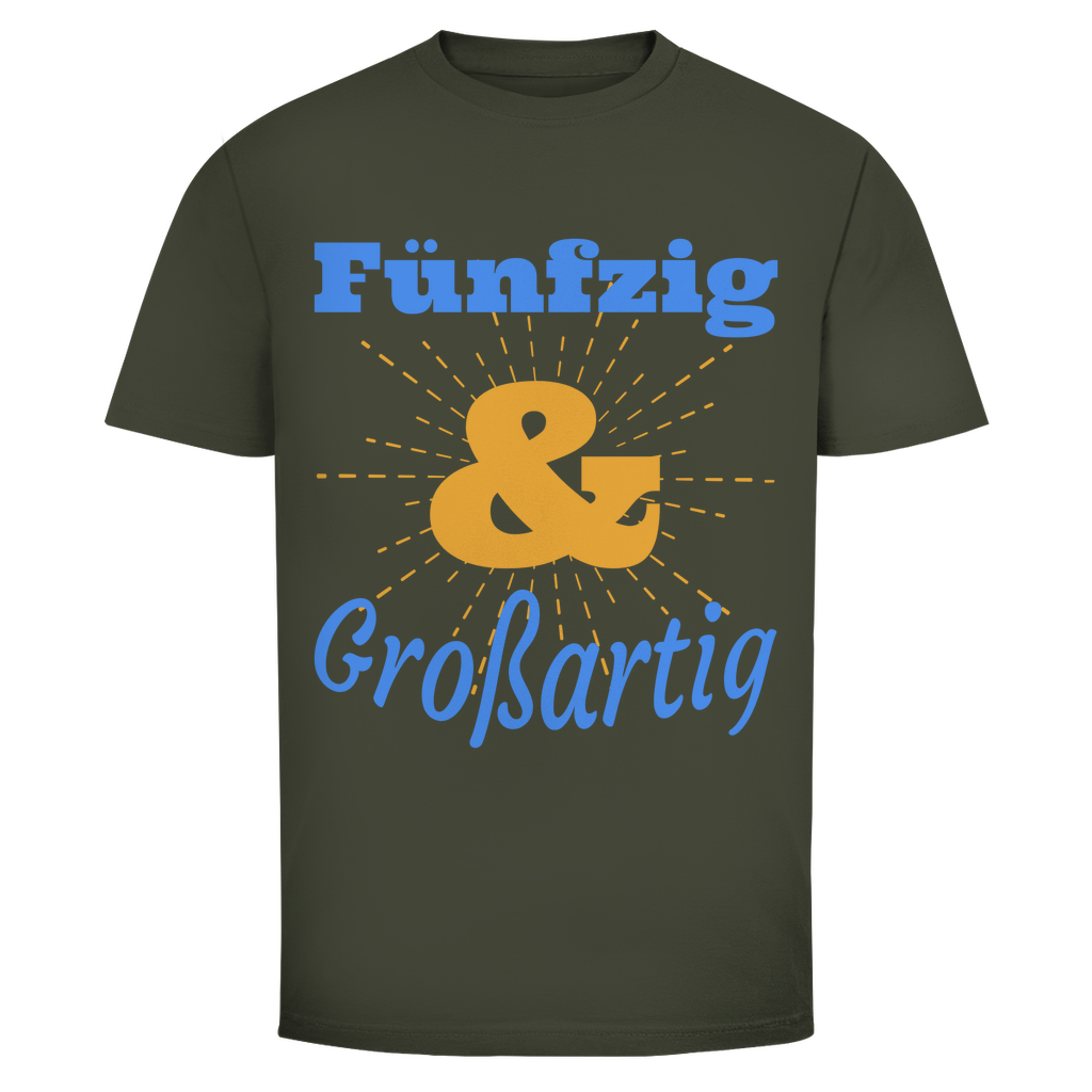 Herren T-Shirt "Fünfzig und großartig" khakigrün