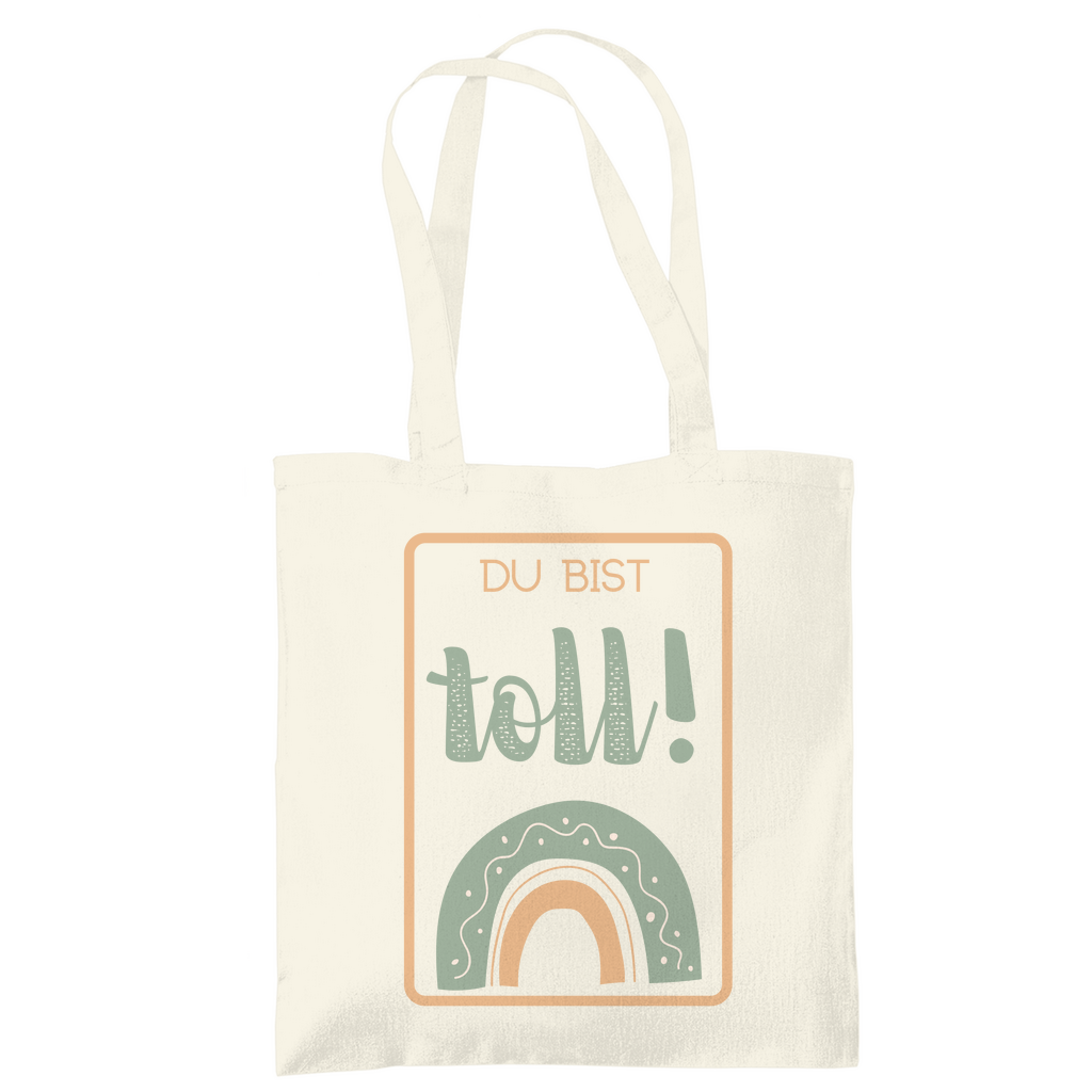 Tragetasche "Du bist toll!" (Kleiner Regenbogen) beige