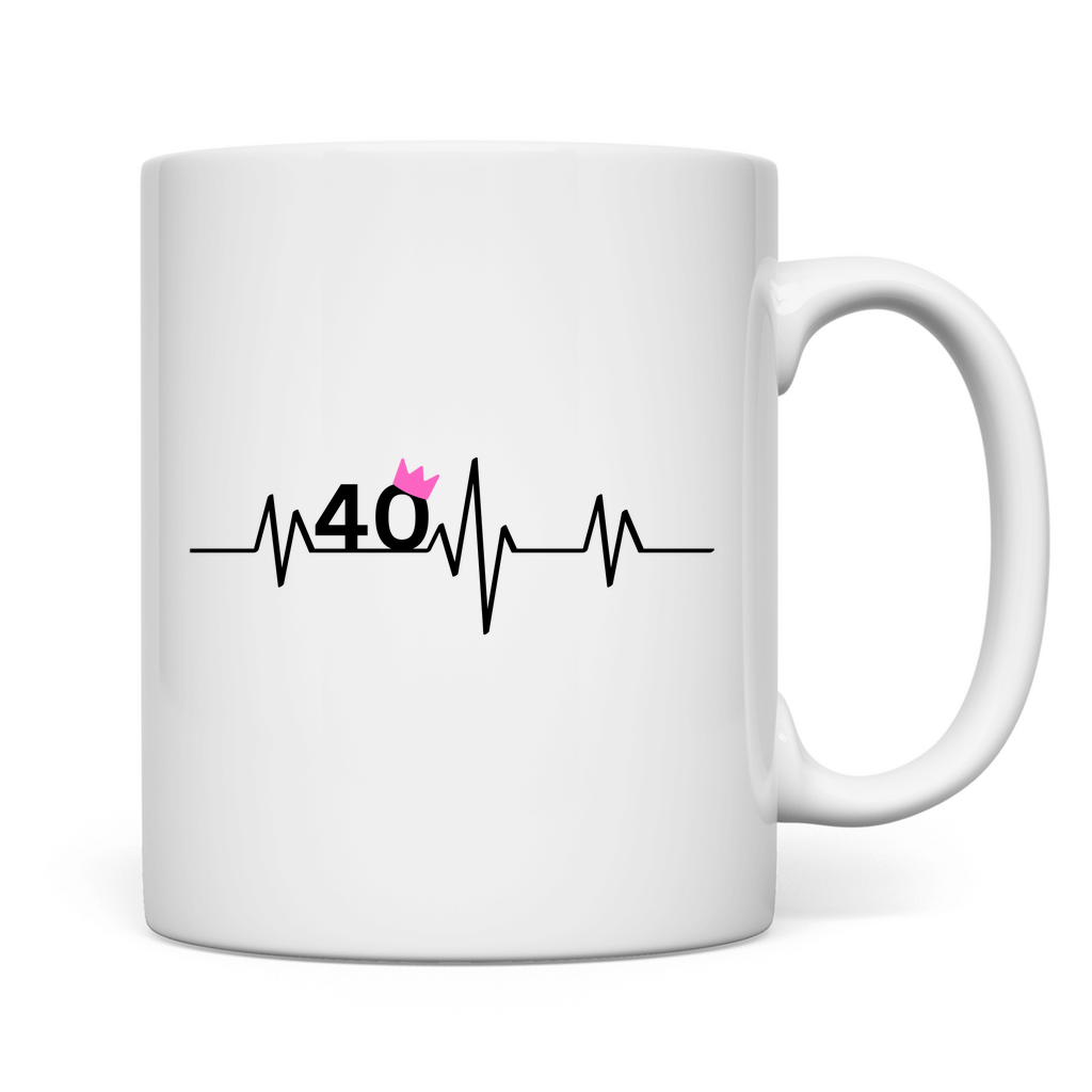 Tasse "40 mit rosa Krone"