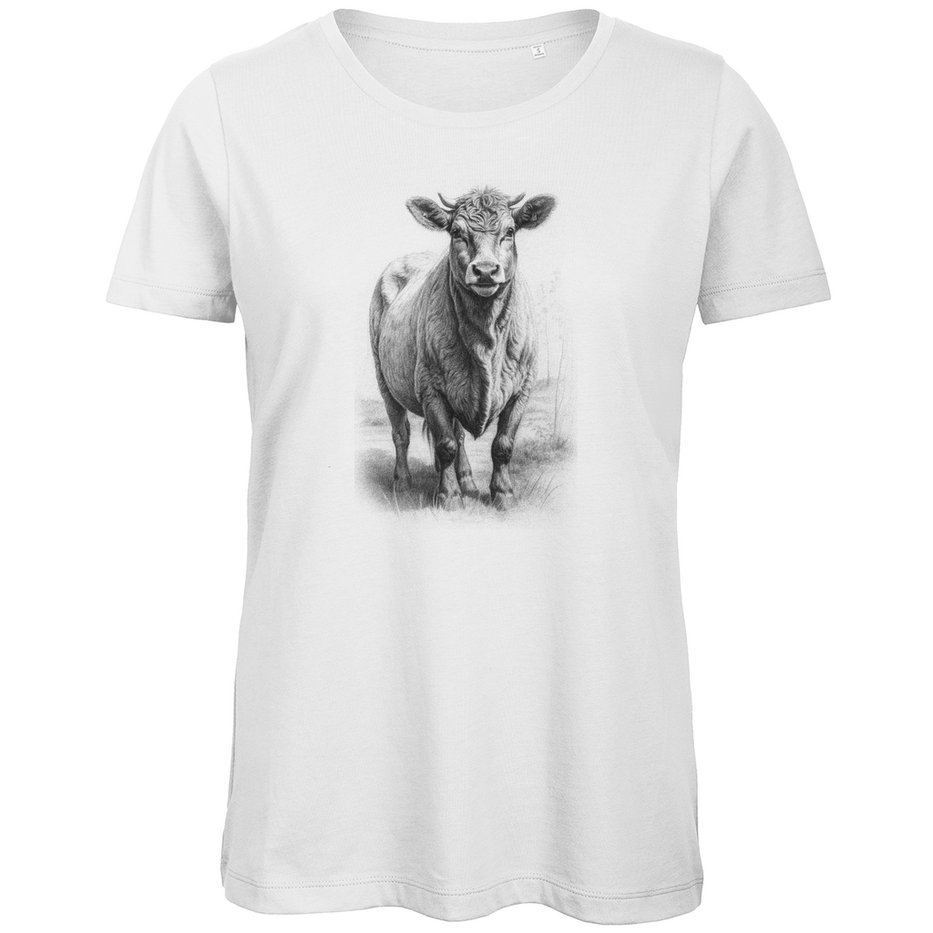 Damen Premium Bio T-Shirt "Schön gezeichnete Kuh"