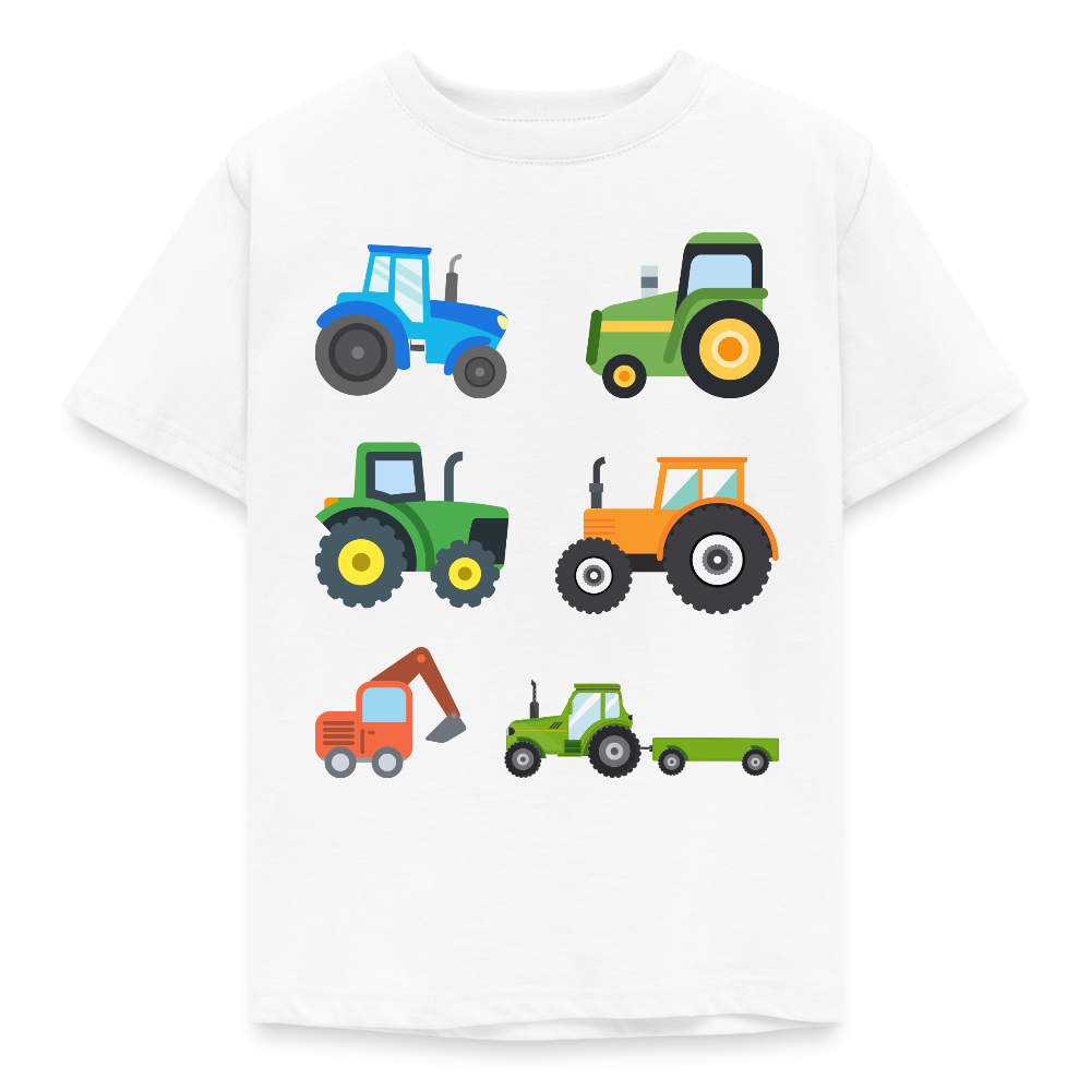 Kinder T-Shirt "6 Traktoren" - Weiß