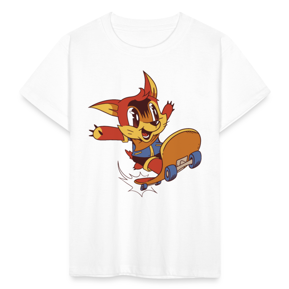 Kinder T-Shirt "Fuchs mit Skateboard" - Weiß