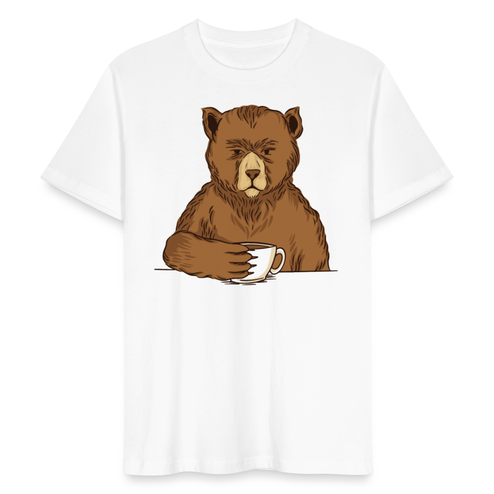 Männer Bio T-Shirt "Bär mit Kaffee" - Weiß