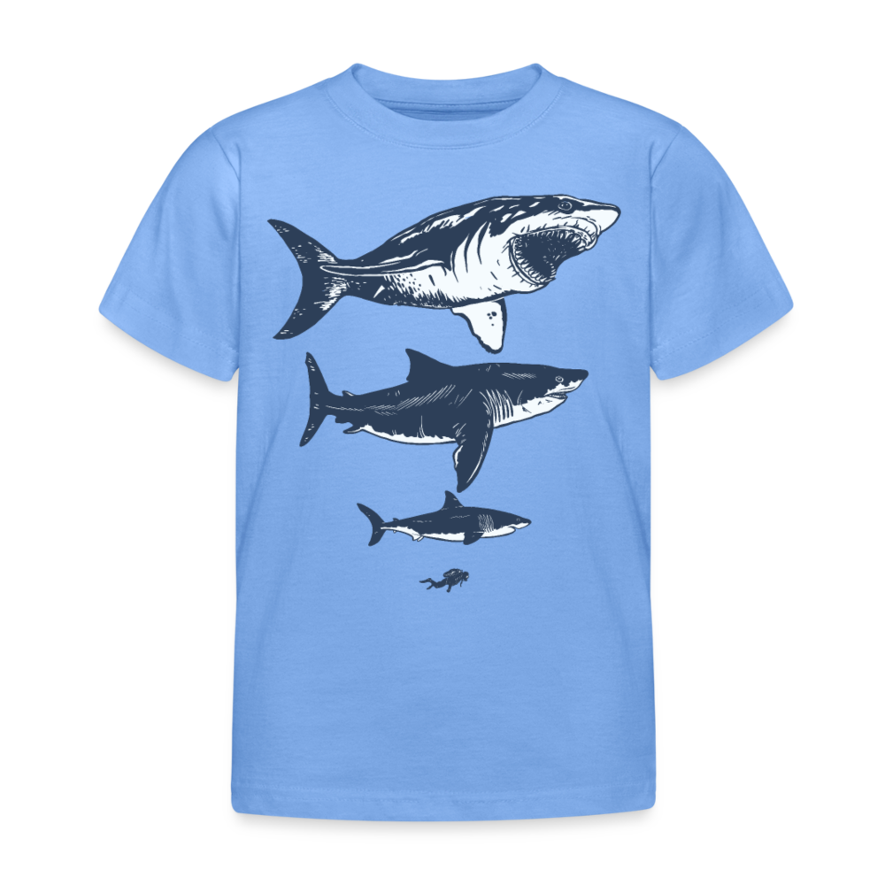 Kinder T-Shirt "Haie mit Taucher" - Himmelblau