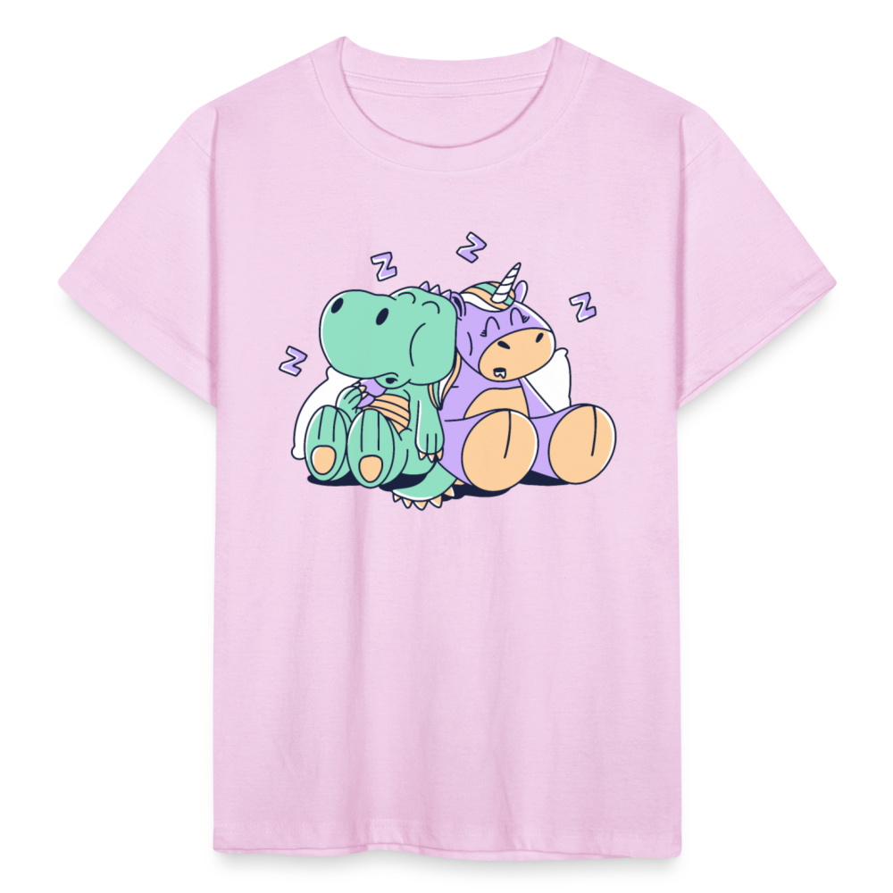 Kinder T-Shirt "Dinosaurier und Einhorn" - Hellrosa