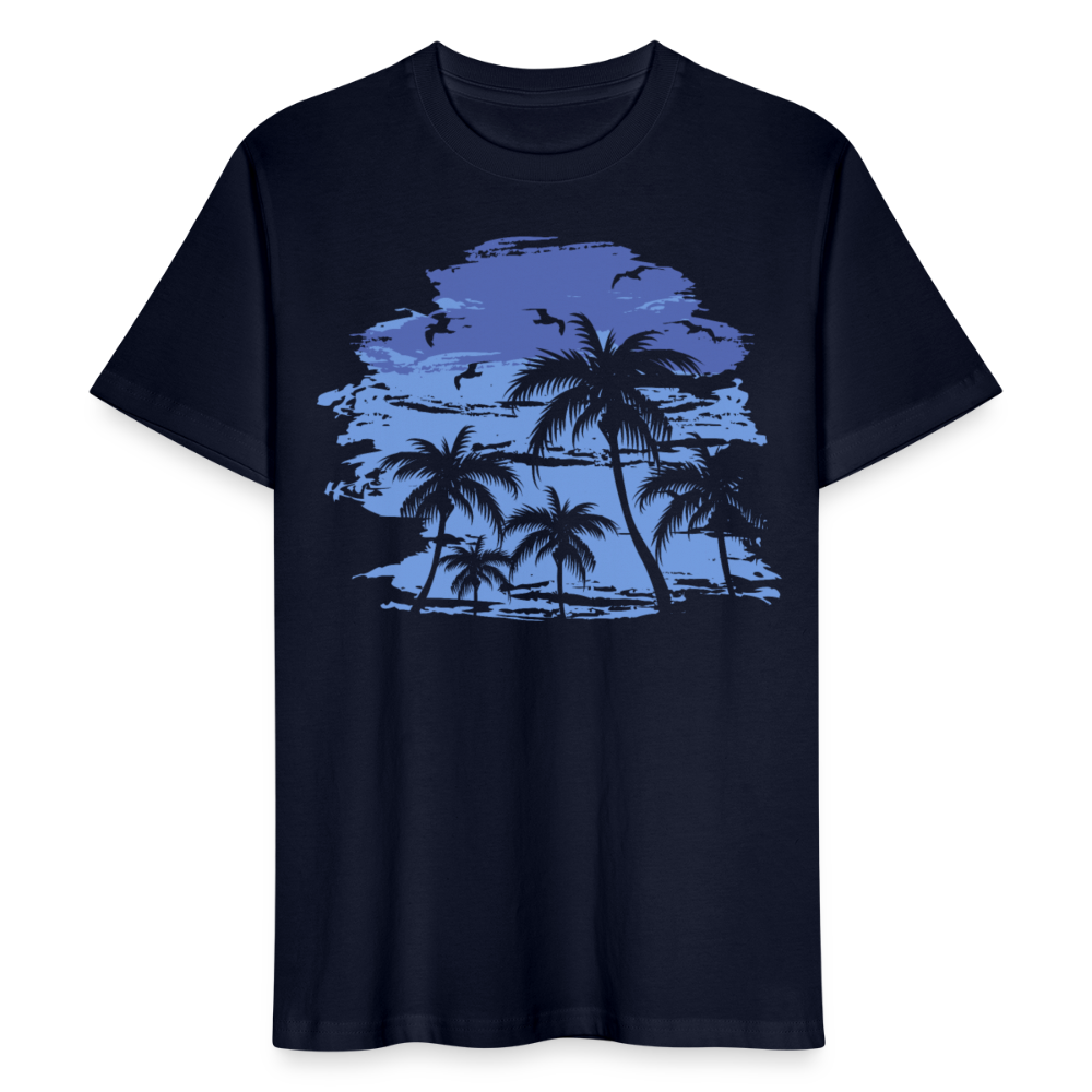 Unisex Bio-T-Shirt "Palmenmotiv" - Navy