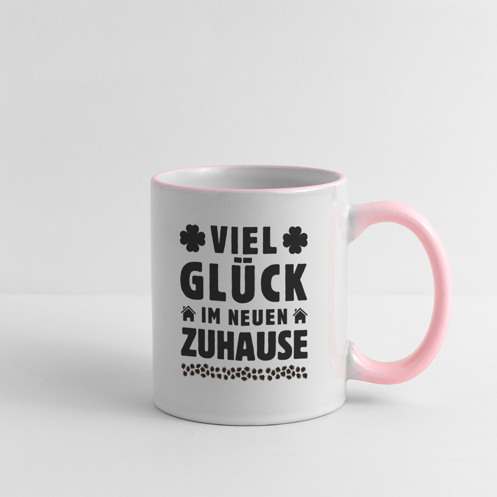 Tasse "Viel Glück im neuen Zuhause" - Weiß/Pink