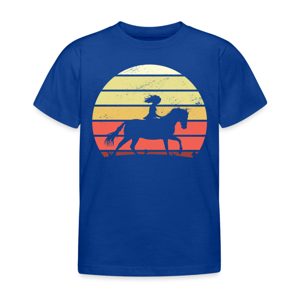 Kinder T-Shirt "Pferd im Retro-Stil" - Royalblau