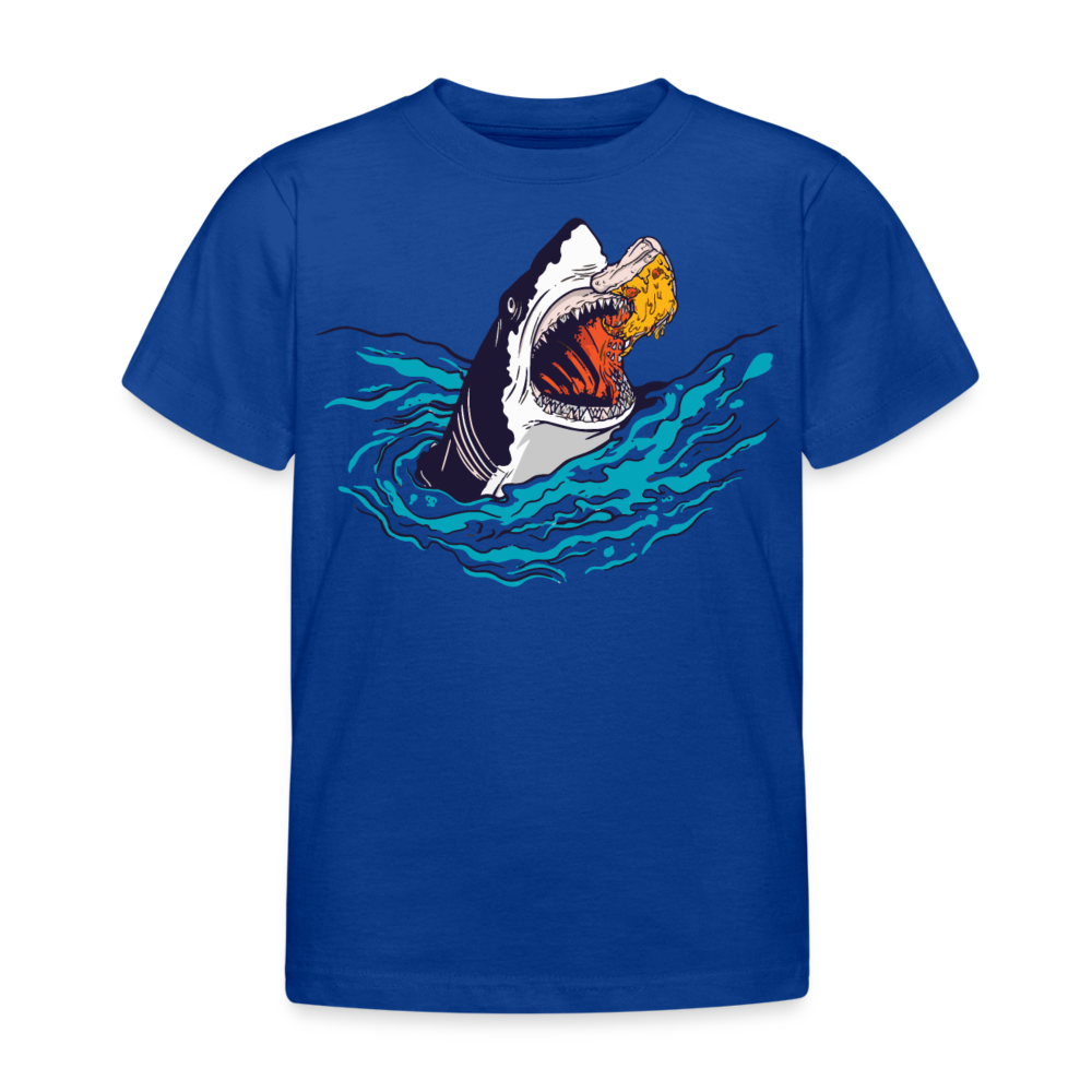Kinder T-Shirt "Hai frisst Pizza" - Royalblau