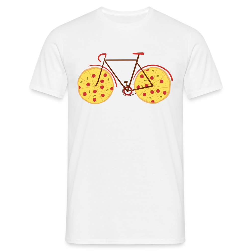 Männer T-Shirt "Pizza Fahrrad" - Weiß