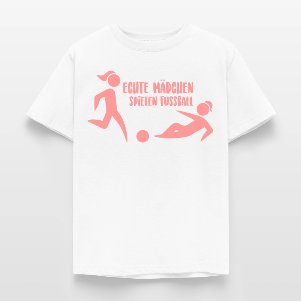 Kinder T-Shirt "Echte Mädchen spielen Fussball" - Weiß