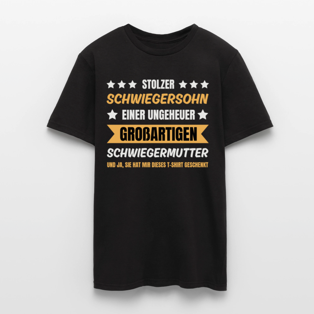 Männer T-Shirt "Stolzer Schwiegersohn einer ungeheuer großartigen Schwiegermutter" - Schwarz