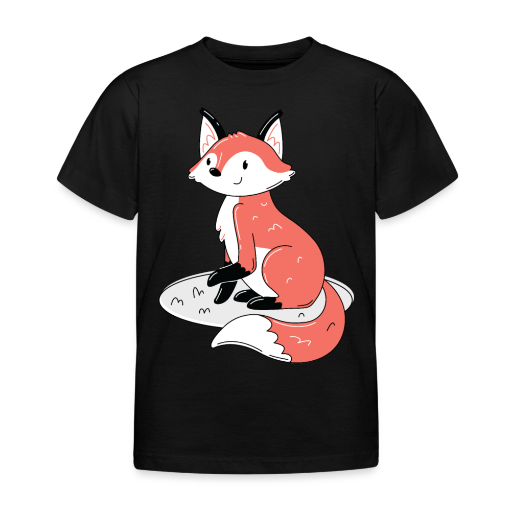 Kinder T-Shirt "Putziger Fuchs" - Schwarz