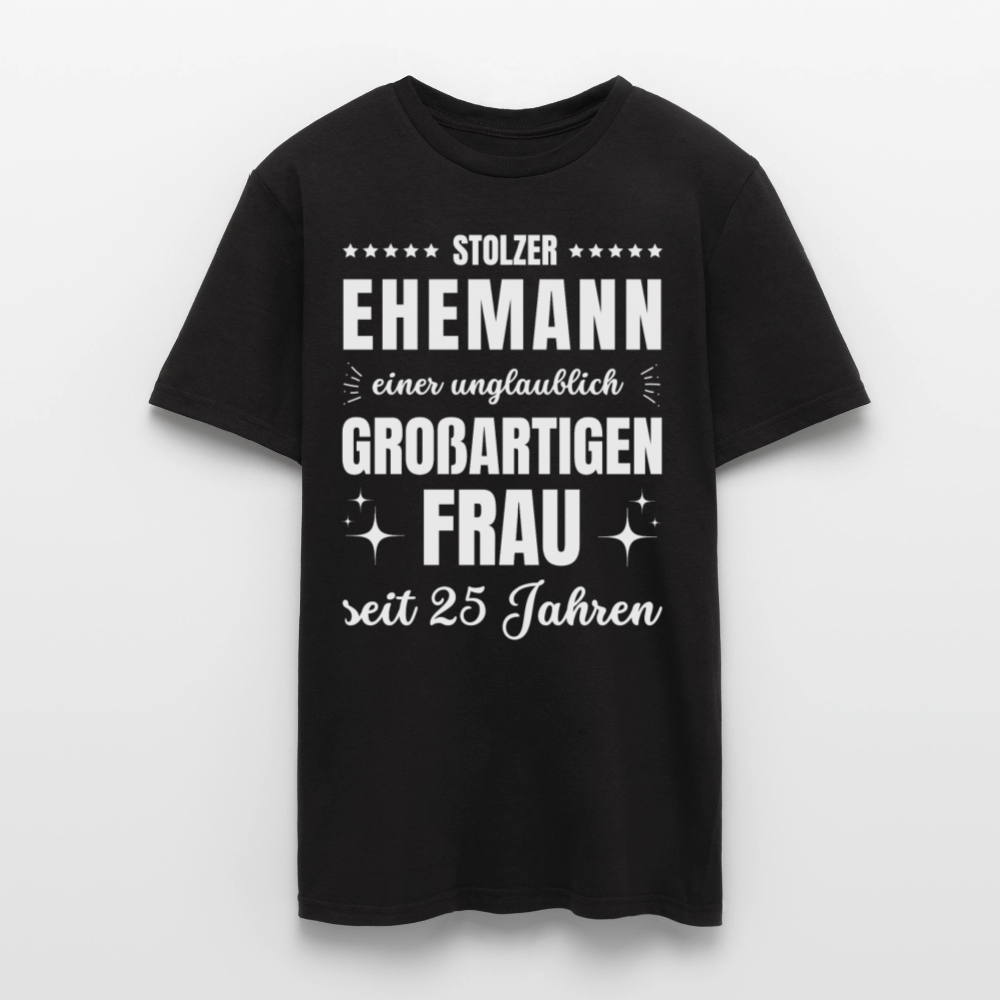 Männer T-Shirt "Stolzer Ehemann einer unglaublich großartigen Frau seit 25 Jahren" - Schwarz