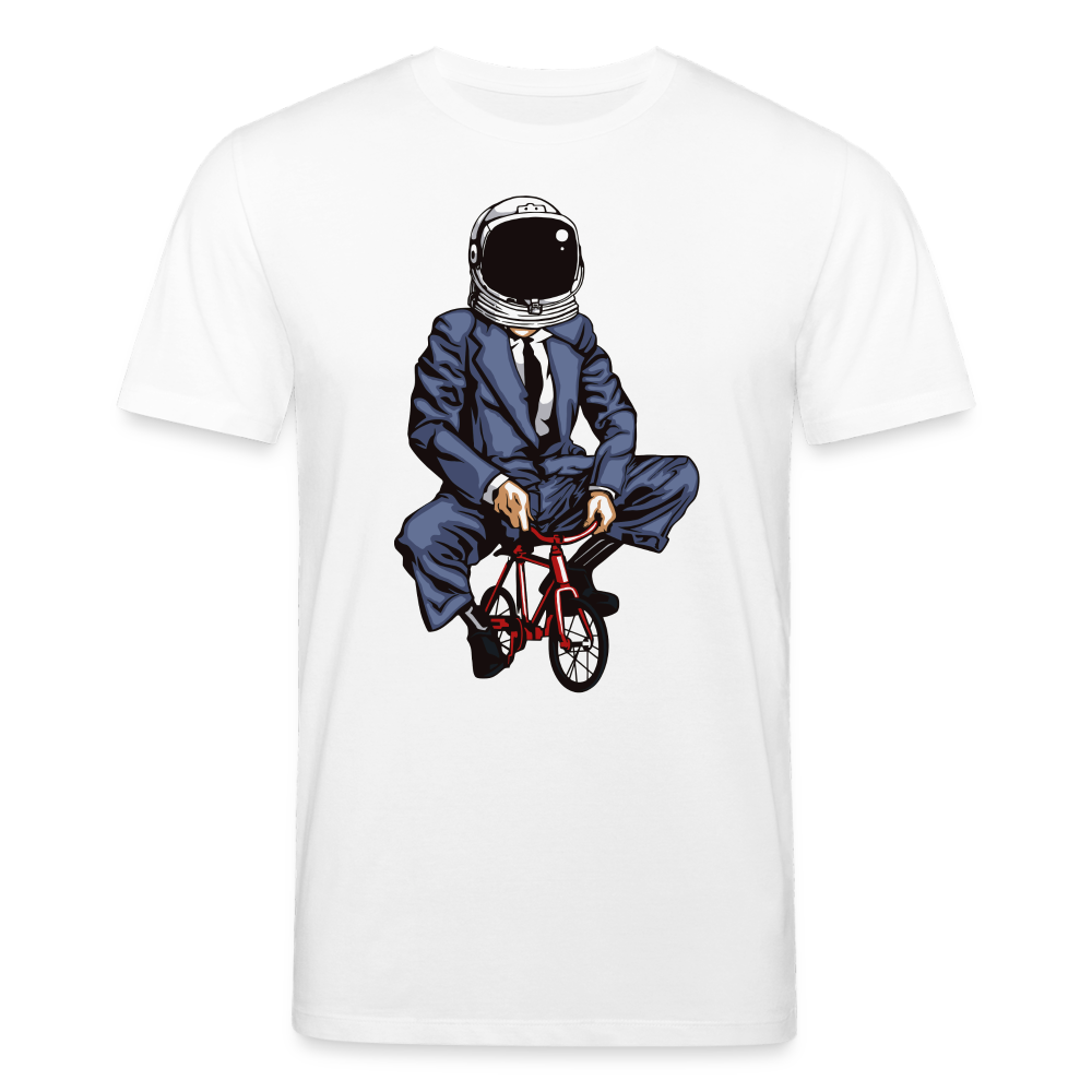 Männer T-Shirt "Cooler Astronaut mit Fahrrad" - Weiß
