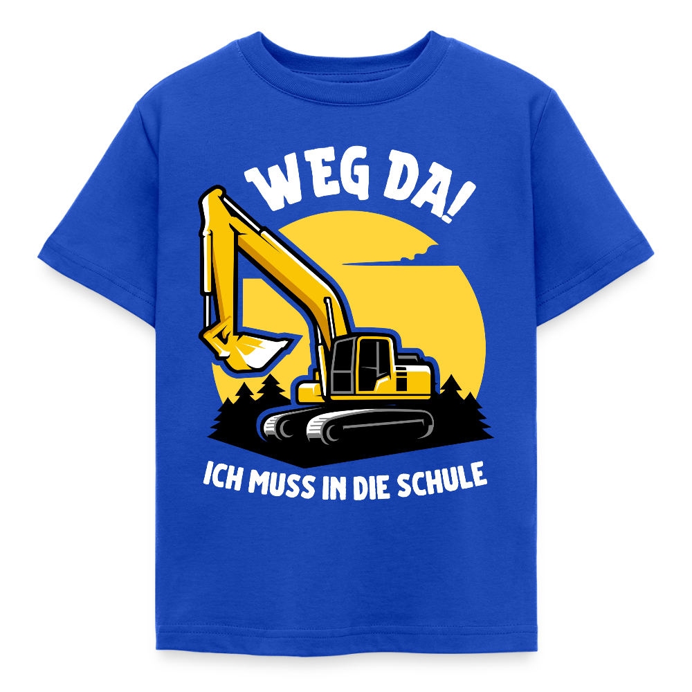 Kinder T-Shirt "Weg da! Ich muss in die Schule" (Bagger) - Royalblau