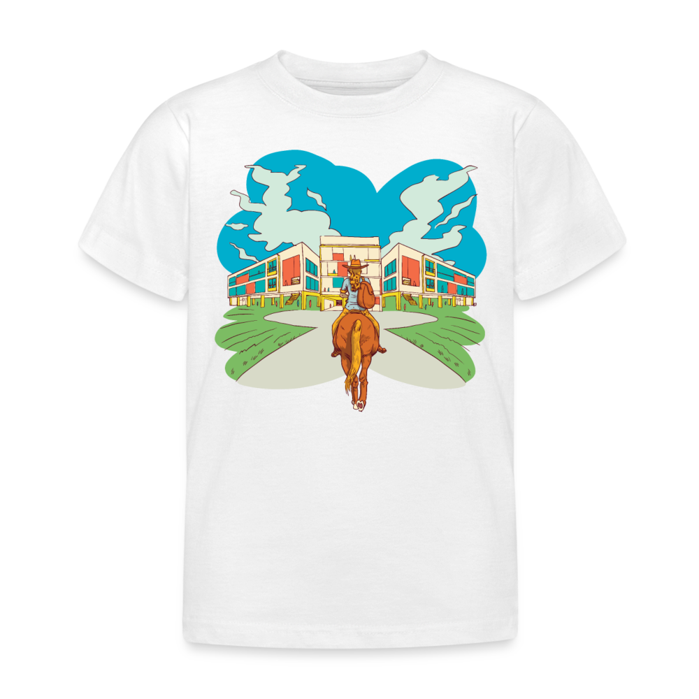 Kinder T-Shirt "Mit dem Pferd zur Schule" - Weiß