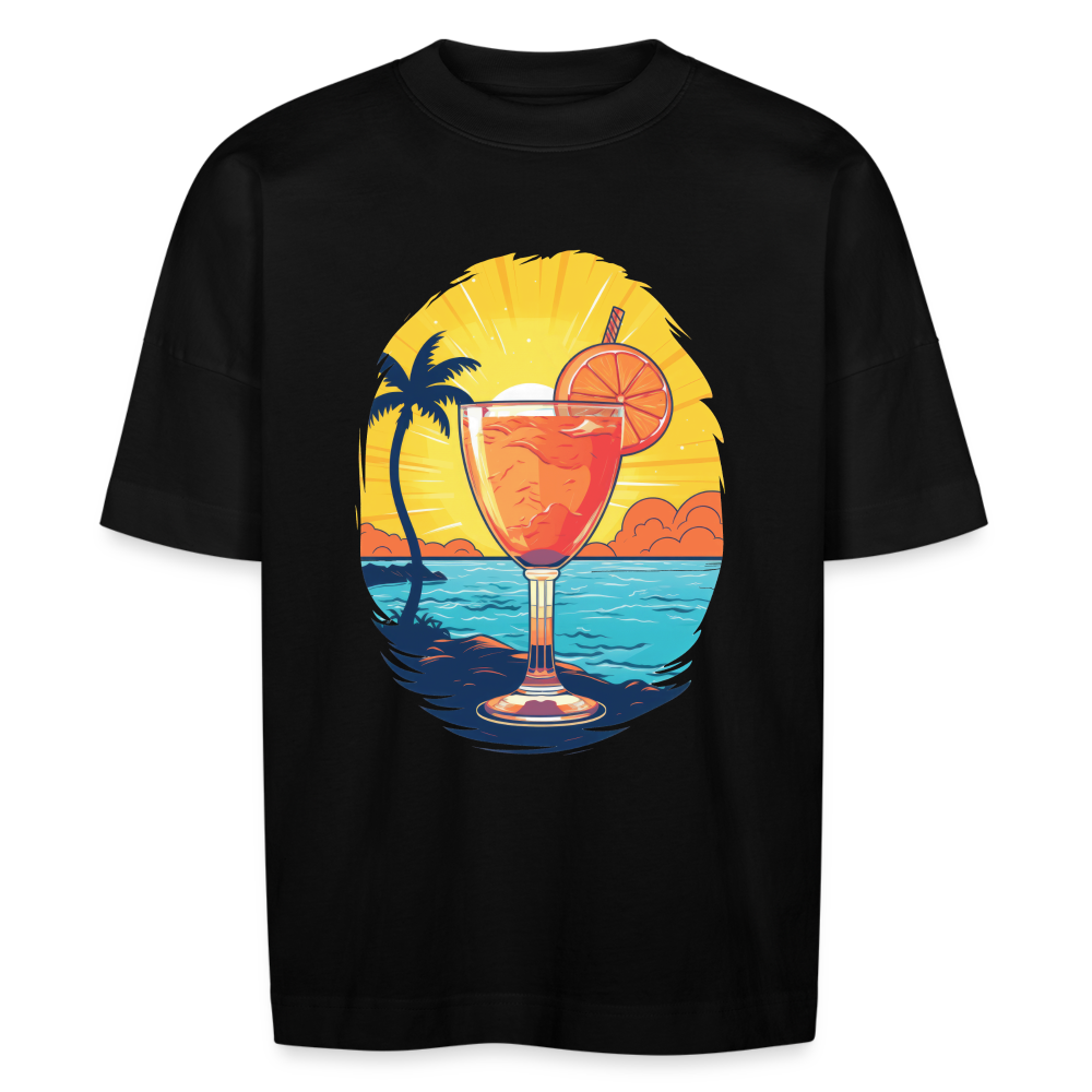Unisex Oversize Bio-T-Shirt "Cocktailglas" - Schwarz