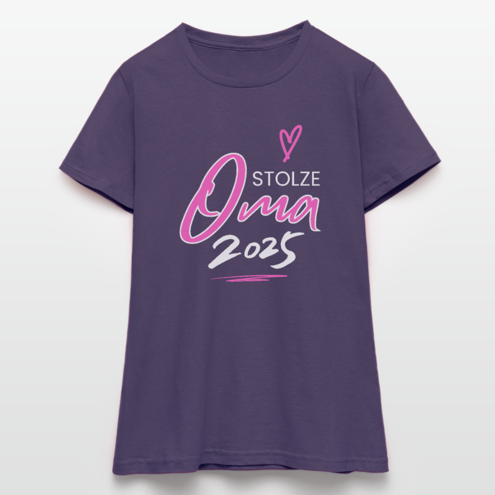 Frauen T-Shirt "Stolze Oma 2025" - Dunkellila