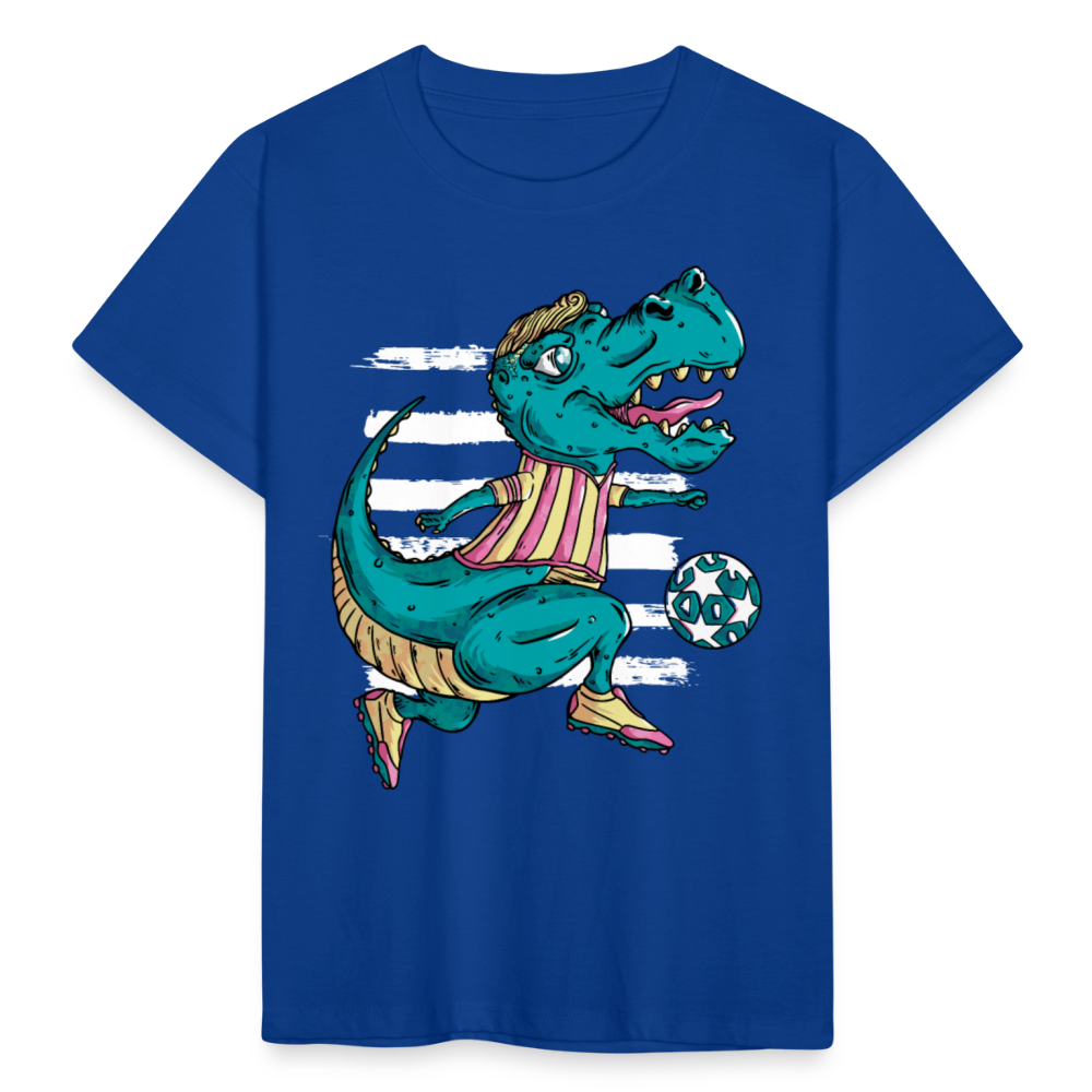 Kinder T-Shirt "Dinosaurier-Fußballer" - Royalblau