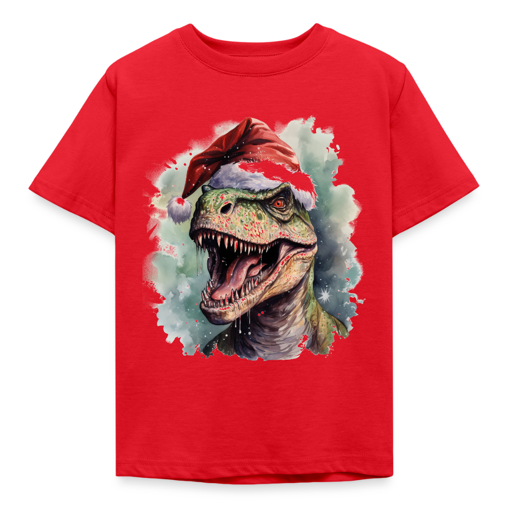 Kinder T-Shirt "Cooler Weihnachts-Dinosaurier" - Rot