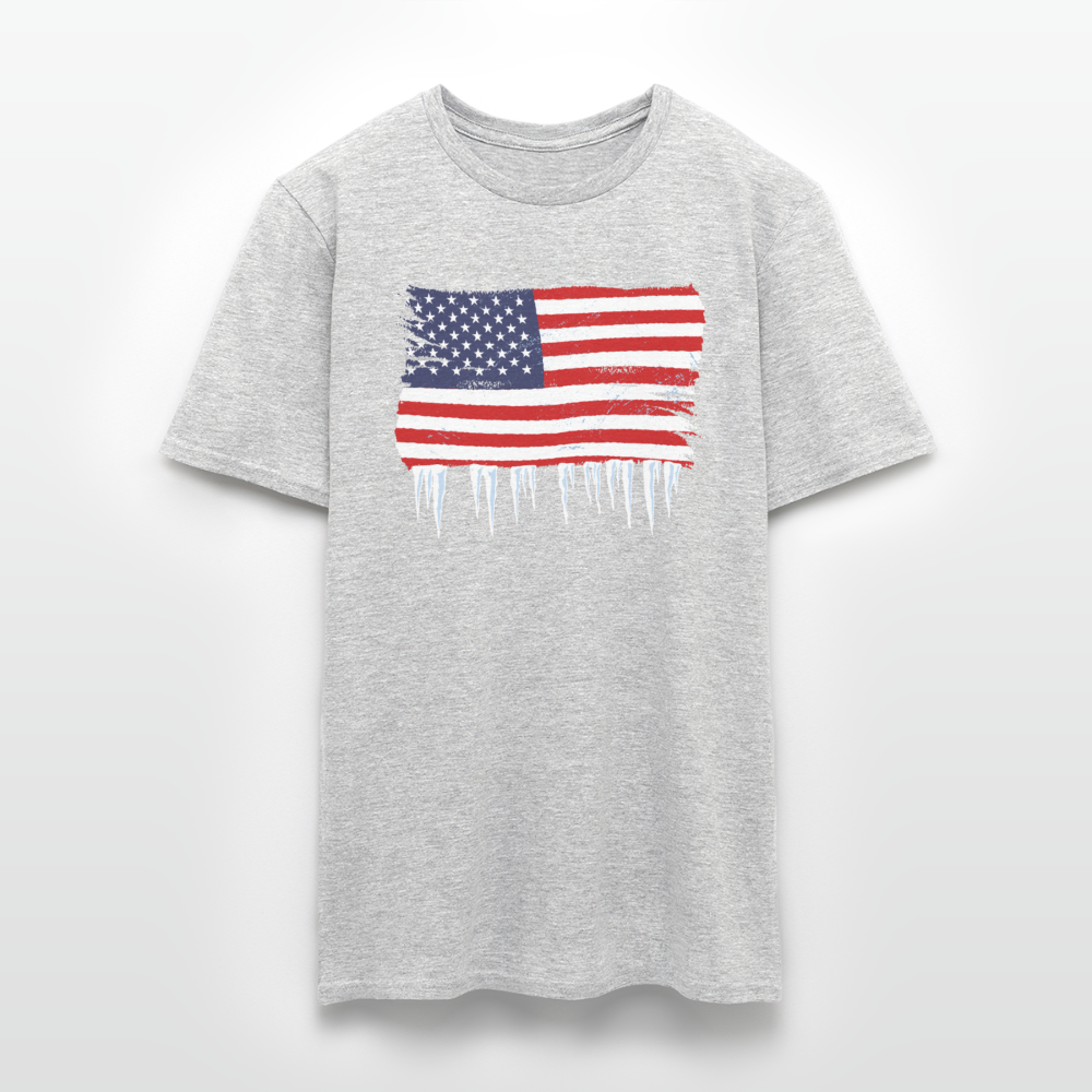 Männer T-Shirt "USA Flagge mit Eiszapfen" - Grau meliert