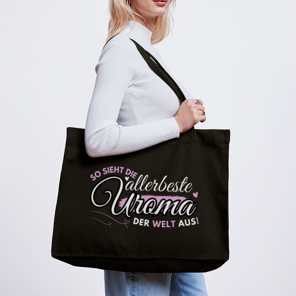 Einkaufstasche "So sieht die allerbeste Uroma der Welt ist" - Schwarz