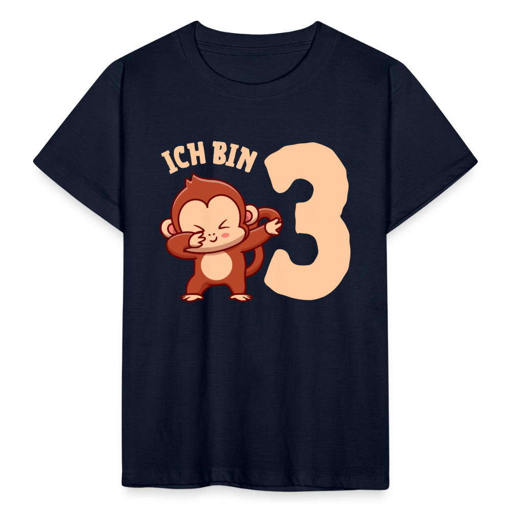 Kinder T-Shirt "Ich bin 3" (Affe) - Navy