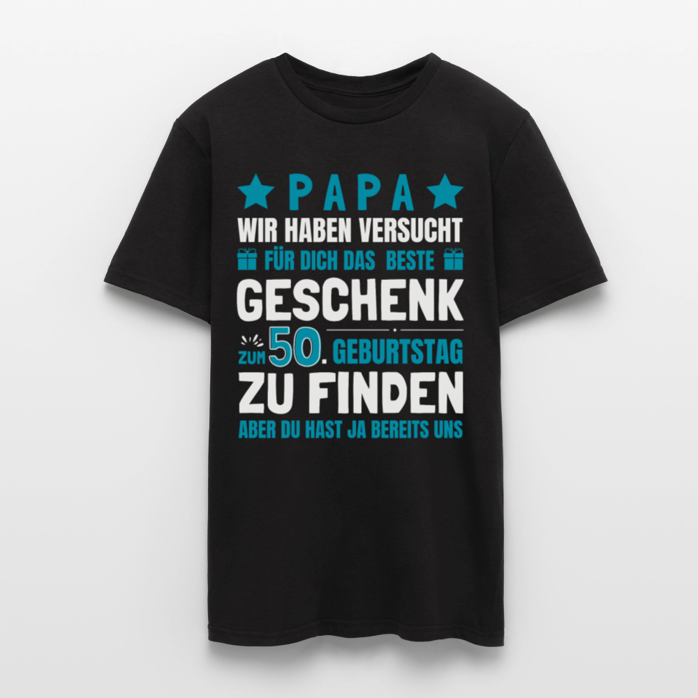 Männer T-Shirt "Papa - Das beste Geschenk zum 50. Geburtstag" - Schwarz