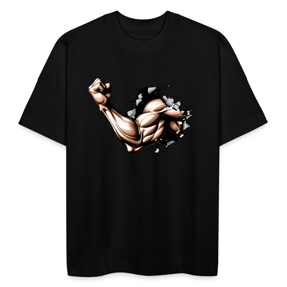 Oversize Bio-T-Shirt "Hervorkommender Bizeps" - Schwarz