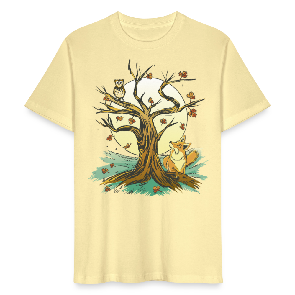 Unisex Bio-T-Shirt "Fuchs und Eule" - Creme