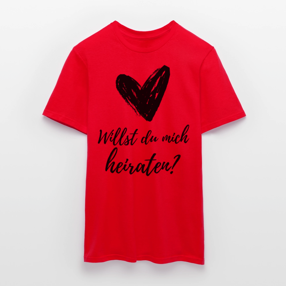 Männer T-Shirt "Willst du mich heiraten?" (Herz) - Rot