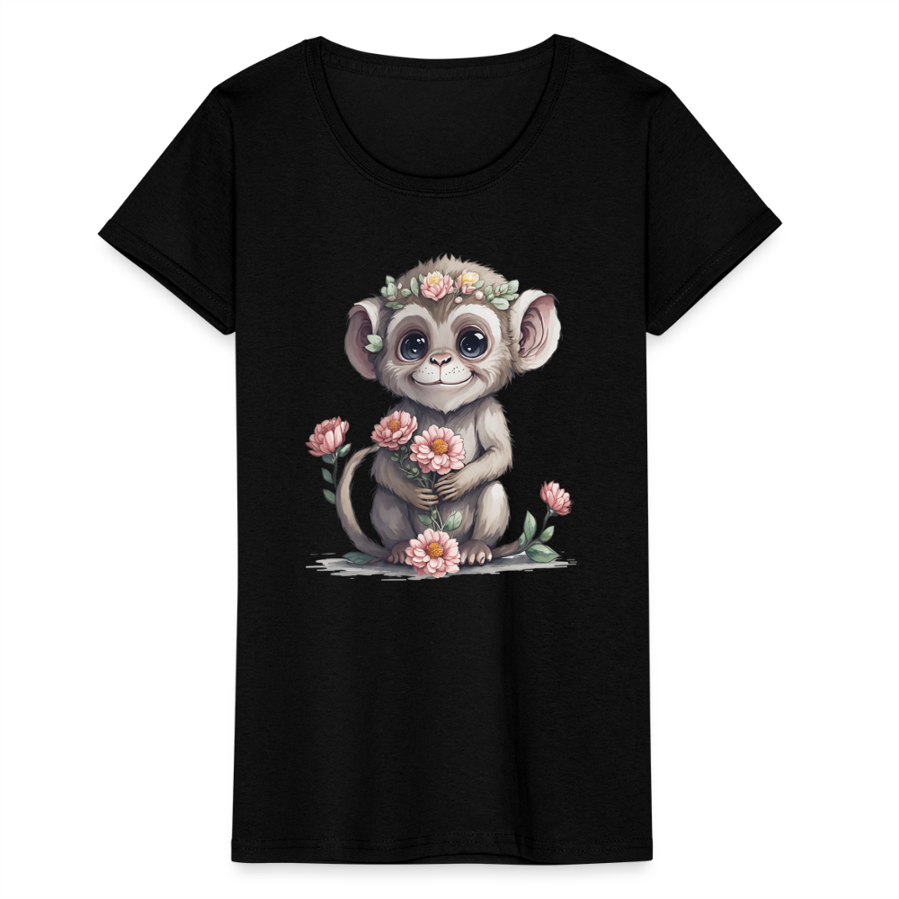 Frauen T-Shirt "Glücklicher Affe" - Schwarz