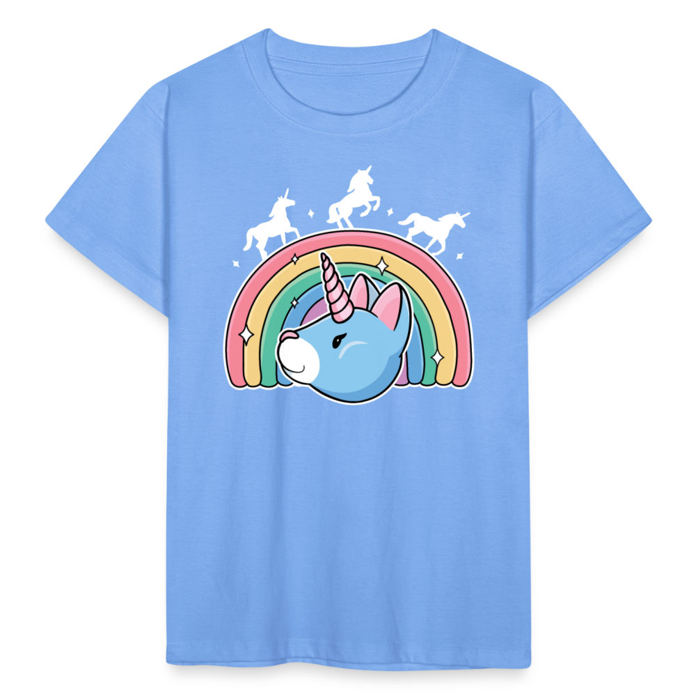 Kinder T-Shirt "Katzen-Einhorn" - Himmelblau