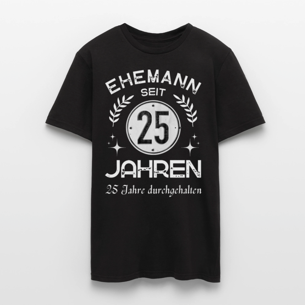 Männer T-Shirt "Ehemann - 25 Jahre durchgehalten" - Schwarz