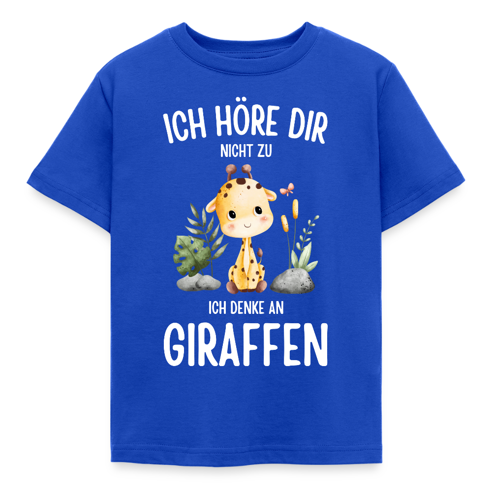 Kinder T-Shirt "Ich höre dir nicht zu, ich denke an Giraffen" - Royalblau