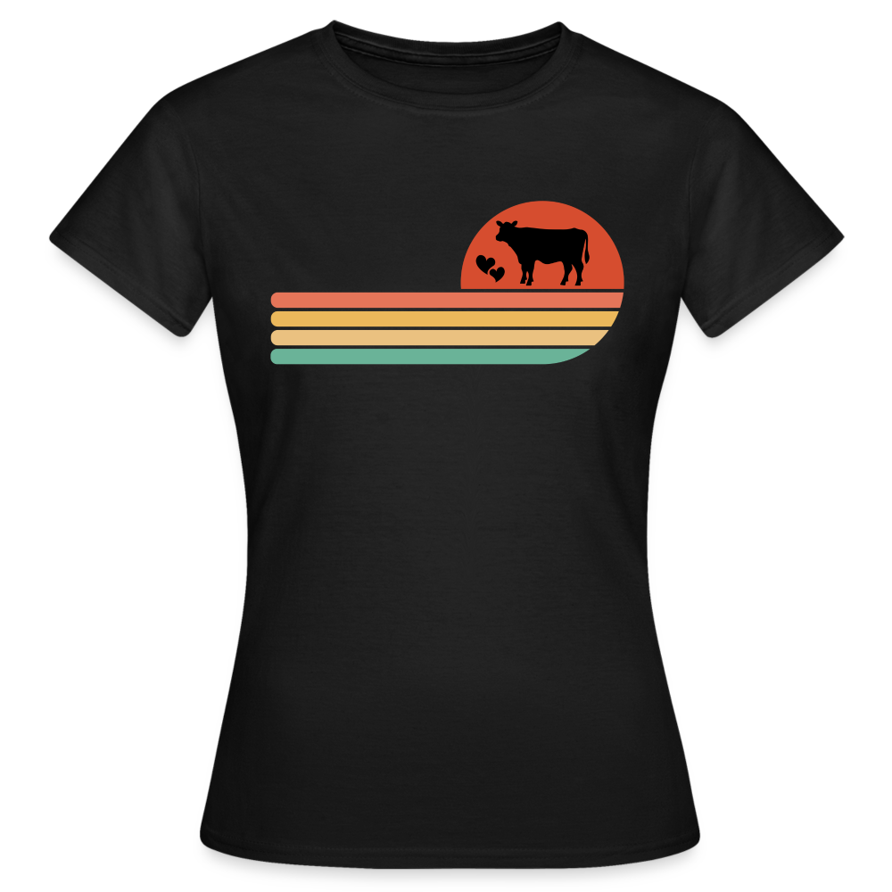 Frauen T-Shirt "Retro-Motiv Kuh" - Schwarz