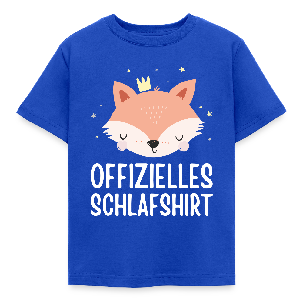 Kinder T-Shirt "Offizielles Schlafshirt" (Fuchs) - Royalblau