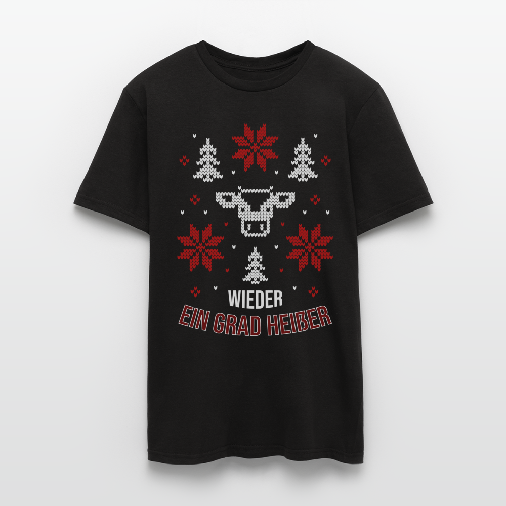 Männer T-Shirt "Wieder ein Grad heißer" (Weihnachtsmotiv) - Schwarz