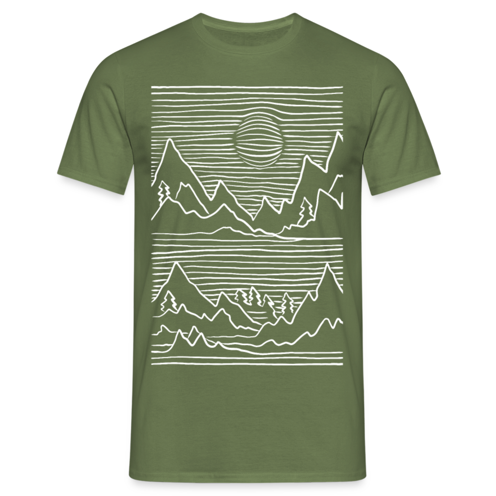 Männer T-Shirt "Linierte Berg-Landschaft" - Militärgrün