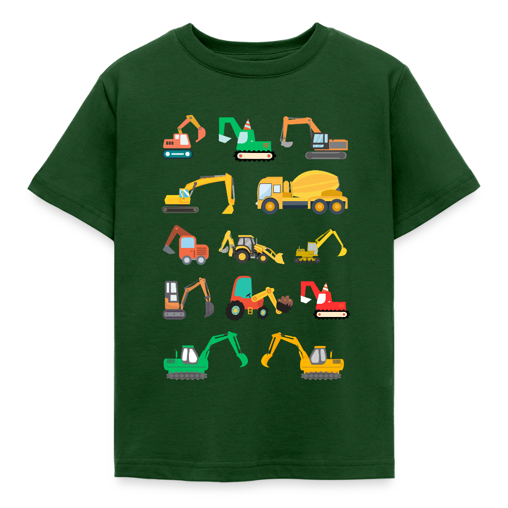 Kinder T-Shirt "Viele Bagger" - Forstgrün