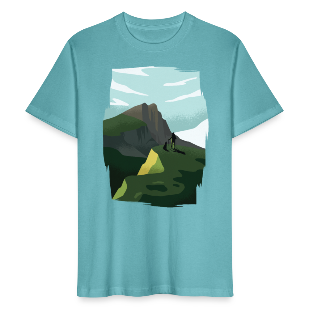 Unisex Bio T-Shirt "Mensch in den Bergen" - Pastelltürkis