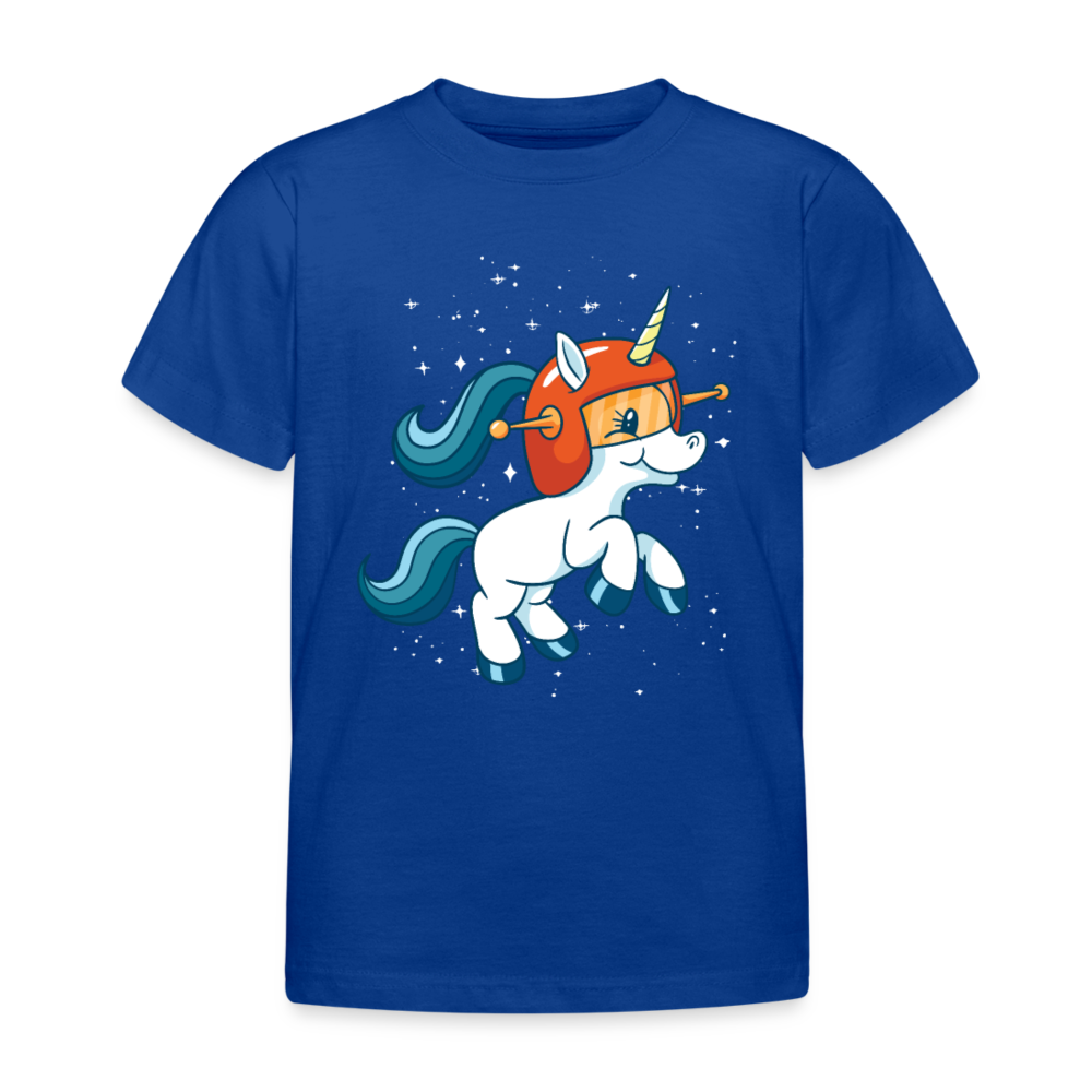 Kinder T-Shirt "Einhorn im Weltraum" - Royalblau