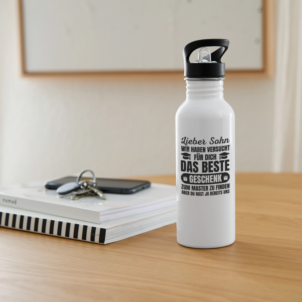 Trinkflasche "Lieber Sohn, wir haben versucht für dich das beste Geschenk zum Master zu finden..." - Weiß
