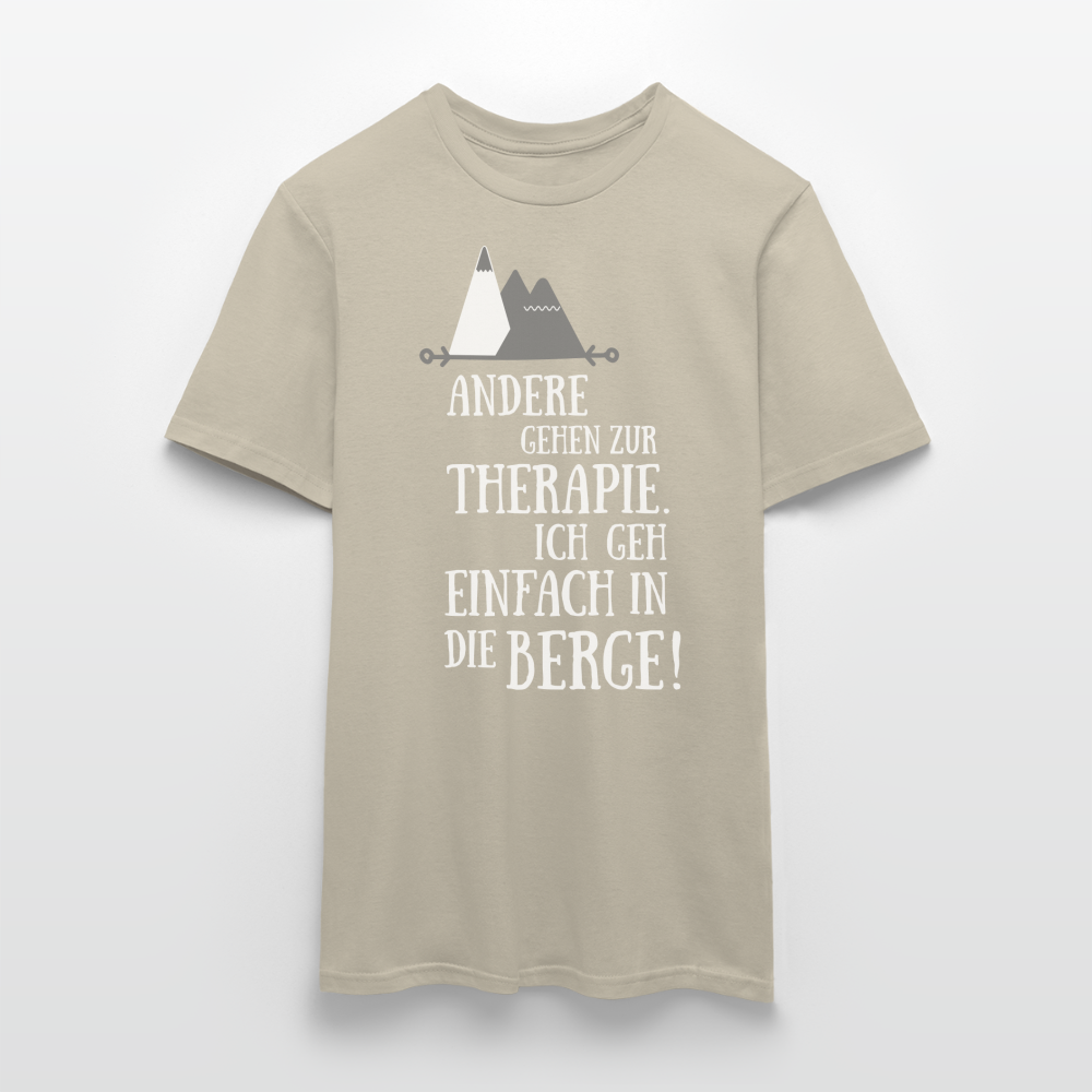 Männer T-Shirt "Andere gehen zur Therapie. Ich geh einfach in die Berge!" - Sandbeige