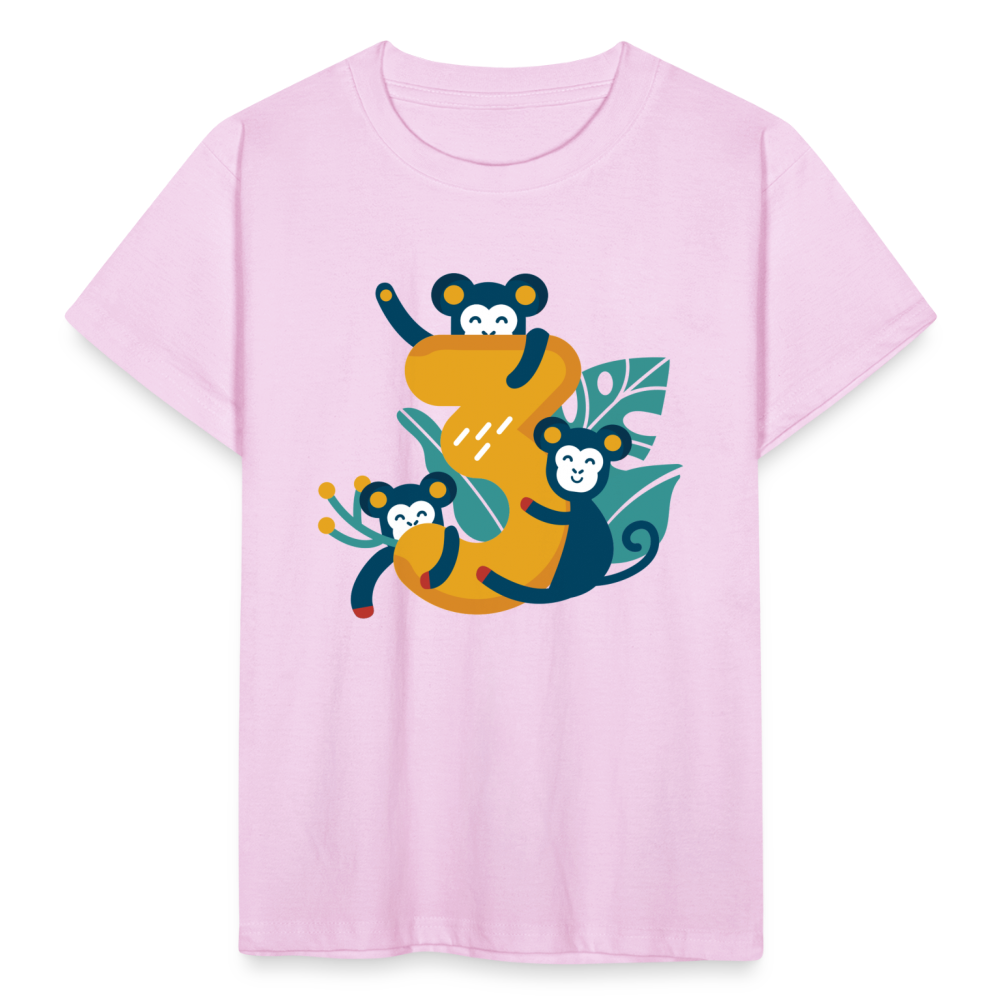 Kinder T-Shirt "3 niedliche Affen" - Hellrosa