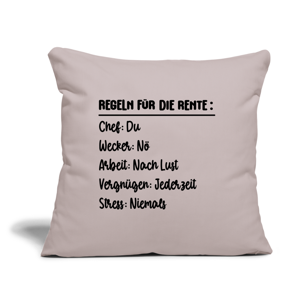 Sofakissen mit Füllung "Regeln für die Rente" - helles Taupe