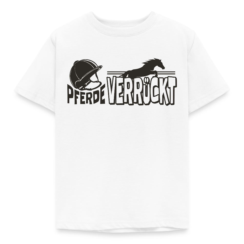 Kinder T-Shirt "Pferde verrückt" - Weiß
