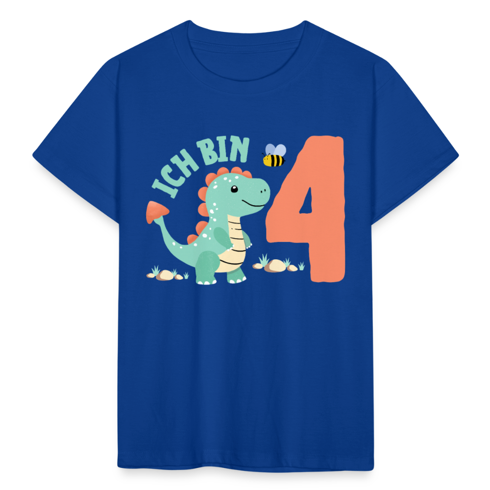 Kinder T-Shirt "Ich bin 4" (Dinosaurier) - Royalblau